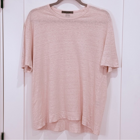 John Varvatos Linen Short Sleeve Shirt Oversized Lightweight Boxy Medium Pink - Picture 2 of 7